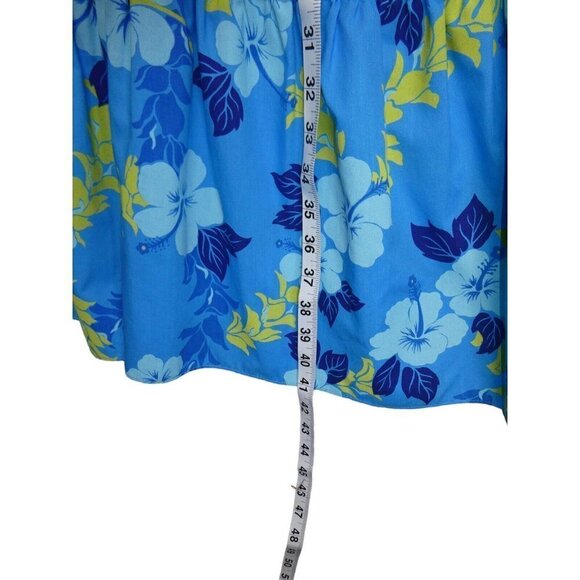 VTG Lava Hut Hawaiian Dress Size Small Blue Hibiscus Ruffle MuuMuu Aloha Luau - Picture 10 of 10
